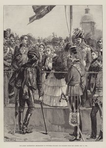 Dronningen deler ut dekorasjoner til sårede offiserer og soldater fra Krim, 21. mai 1856