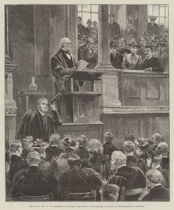 The Right Honorable W E Gladstone i Oxford, og holdt Romanes-forelesningen i Sheldonian Theatre