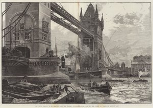 Tower Bridge, som skal reises over Themsen, grunnsteinen ble lagt av prinsen av Wales mandag sist av William Heysham Overend