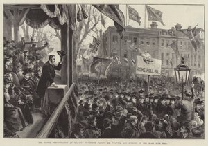 Ulster-demonstrasjonen i Belfast, prosesjon som passerte Mr Balfour, og brenning av hjemmestyreloven