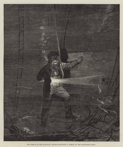 The Wreck of the Eurydice, dykkere som undersøker et vrak ved ubåtlyset