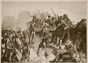 Zulu-krigen: Forsvare en Laager mot et Zulu-angrep av William Heysham Overend