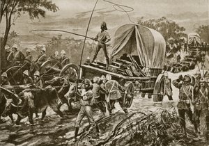 Zulu-krigen: Etshowe-hjelpestyrken krysser en bekk, april 1879