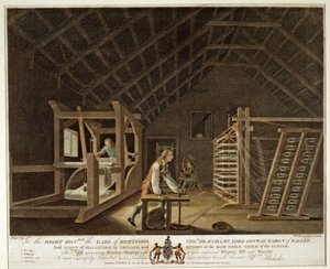 Vikling, vridning med en ny forbedret vridningsmølle og veving, plate VII fra The Linen Manufactory of Ireland, 1791