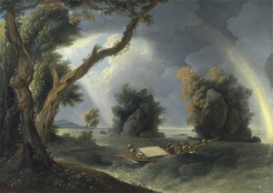 Storm on the Ganges, med Mrs Hastings nær Colgon Rocks, ca. 1790 (olje på lerret) av William Hodges