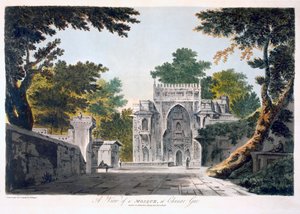 Utsikt over en moske ved Chunar Gur, 1786 (akvatint) av William Hodges