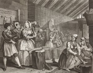 En skjøge?S Fremskritt / The Way of a Hore, ark 4: Im Zuchthaus. 1732 av William Hogarth