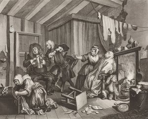 En skjøge?S Fremgang / Horenes vei. Ark 5: Død. 1732 av William Hogarth