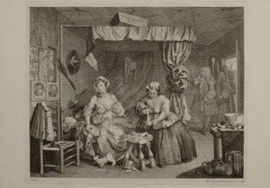 En prostituerts liv: plate 3 av William Hogarth