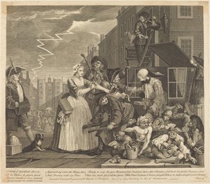 En libertiners karriere: plansje 4 av William Hogarth