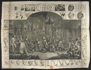 Et stort antall mennesker danser av William Hogarth