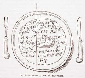 Et invitasjonskort av Hogarth av William Hogarth