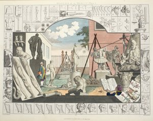 Analysis of Beauty, Plate 1, illustrasjon fra 'Hogarth Restored: The Whole Works of the celebrated William Hogarth, re-graved by Thomas Cook', pub. 1812 (håndfarget gravering) av William Hogarth