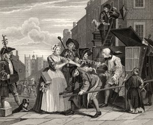 Arrested for Debt, plate V fra 'A Rake's Progress', fra 'The Works of William Hogarth', utgitt 1833 av William Hogarth