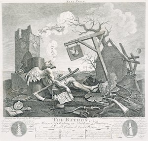 Bathos, Manner of Sinking, i Sublime Paintings inscribed to the Dealers in Dark Pictures, 1764 (etsing og gravering) av William Hogarth