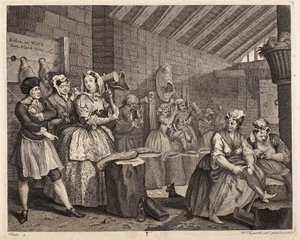 Hampebanking i Bridewell: En prostituerte kvinnes livsløp, plansje 4 av William Hogarth