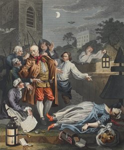 Cruelty in Perfection, fra "The Four Stages of Cruelty", illustrasjon fra "Hogarth Restored: The Whole Works of the berømte William Hogarth, re-gravert av Thomas Cook", pub. 1812 (håndfarget gravering) av William Hogarth