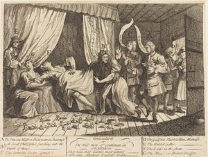 Cunicularii, eller The Wise Men of Godliman i konsultasjon av William Hogarth