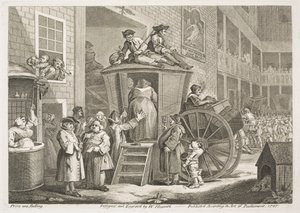Postvognen eller gårdsplassen ved vertshuset på landet av William Hogarth