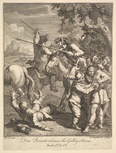 Don Quixote gir ut Galley Slaves Six Illustrations for Don Quixote, 1756 eller senere. av William Hogarth