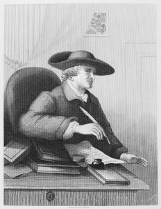 Dr. Thomas Morell, lærde og skriver. Han er kjent for å være en librettist og skrev den mest detaljerte beretningen om samarbeid med Handel Engraving av J Moore etter William Hogarth av William Hogarth