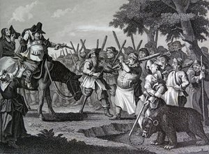 Frontispice til Samuel Butlers "Hudibras" av William Hogarth