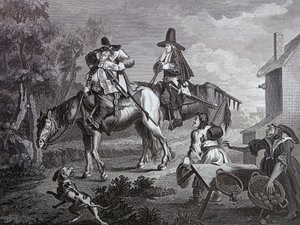 Frontispice til Samuel Butlers "Hudibras" av William Hogarth
