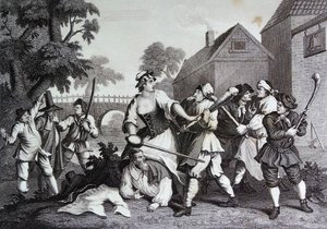 Frontispice til Samuel Butlers "Hudibras" av William Hogarth