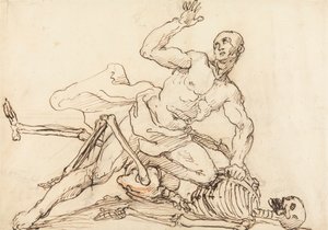 George Taylors epitafium: George Taylor Breaking the Ribs of Death av William Hogarth
