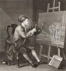 Hogarth Painting the Comic Muse / Hogarth malt die komische Muse. 1764 av William Hogarth