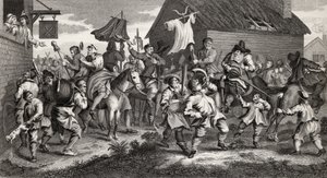 Hudibras Encounters the Skimmington, gravert av T.E. Nicholson, fra 
