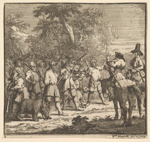 Hudibras første eventyr sytten små illustrasjoner for Samuel Butlers Hudibras, n..., 1721-26. av William Hogarth