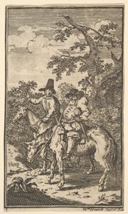 Hudibras Sallying Forth Sytten små illustrasjoner for Samuel Butlers Hudibras, nr..., 1721-26. av William Hogarth