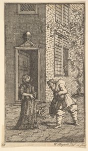 Hudibras Wooing the Widow Sytten små illustrasjoner for Samuel Butlers Hudibras..., 1721-26. av William Hogarth