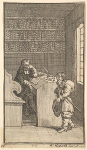 Hudibras og advokaten Sytten små illustrasjoner for Samuel Butlers Hudibras, nr..., 1721-26. av William Hogarth