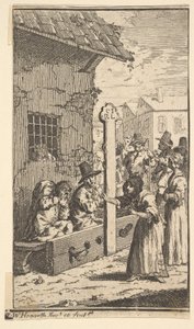 Hudibras in Tribulation Sytten små illustrasjoner for Samuel Butlers Hudibras, nr..., 1721-26. av William Hogarth