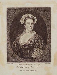 Lavinia Fenton, etterpå hertuginne av Bolton, gravert av Cornelius Apostool (1762-1844), 1797 (stippgravering) av William Hogarth
