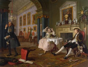 Marriage a la Mode: II - The Tete a Tete, ca. 1743 (olje på lerret) av William Hogarth