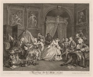 Fasjonabelt ekteskap: The Toilet Scene, 1745. av William Hogarth