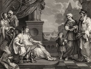 Moses før Faraos datter, fra 'The Works of William Hogarth', utgitt 1833 av William Hogarth