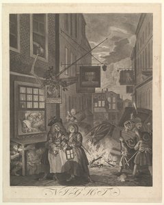 Natt de fire ganger på dagen, 25. mars 1738. av William Hogarth