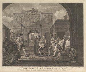 O Roast Beef of Old England-The Gate of Caiais, 6. mars 1749. av William Hogarth
