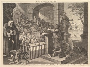 Paulus foran Felix, burlesk av William Hogarth