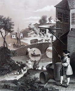 Satire på falskt perspektiv av William Hogarth