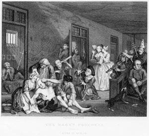 Scene i Bedlam, plate VIII, fra A Rake