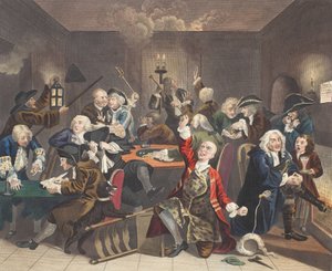 Scene in a Gaming House, plate VI fra 