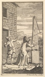 Sidrofel undersøker dragen gjennom teleskopet hans Sytten små illustrasjoner for S..., 1721-26. av William Hogarth