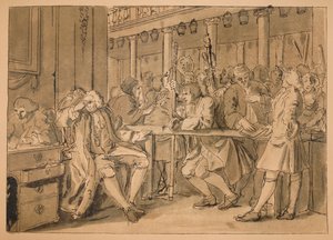 Skisse for industri og lediggang - Plate X, 1747 av William Hogarth