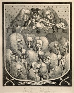 The Company of Undertakers av Georg Friedrich Haendel, karikaturgravering av William Hogarth av William Hogarth