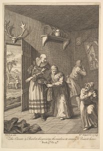Kuraten og frisøren forkler seg for å formidle Don Quixote Home Six I..., 1756 eller senere. av William Hogarth